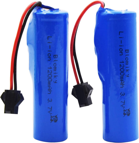 Blomiky 3.7V 1200mAh 2 Pack SM2P 3.7V 1200mAh 2 Li-ion Rechargeable Battery with Plug and USB Cable for Remote Control