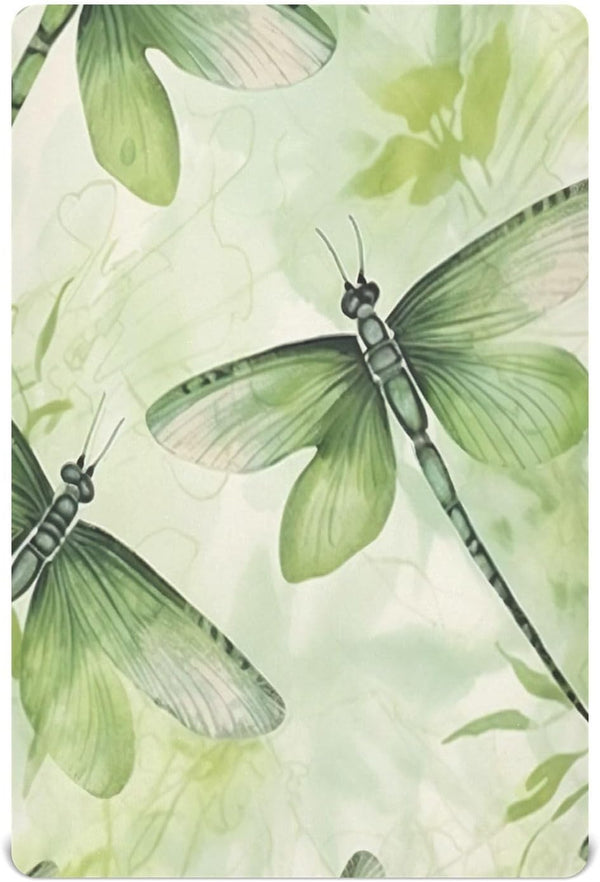 Wassud Green Dragonflies Fitted Crib Sheet for Boys Girls, Soft and Breathable Neutral