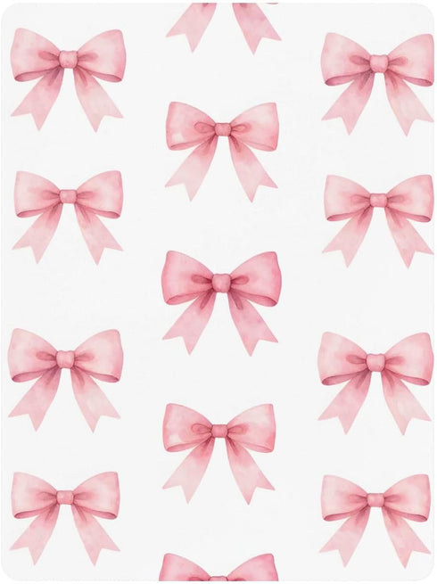 CZXW 52" 28" Pink Bows Ribbons Crib Sheets Fitted x Natural Cotton Soft & Breathable for Baby Crib Mattress