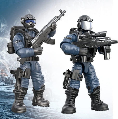 8 PCS Building Block City Policeman Action Mini-Figures with Military Weapons Accessories, SWAT Model Toys for Boys