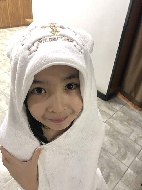 ESTAMICO Unisex Baby Plush Hooded Bath Towels with Embroidery Cross and Cute Ears for Infants, Toddlers & Kids