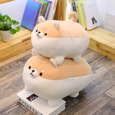 Shiba Inu Dog Plush Pillow, Corgi Stuffed Animal Hug Pillow Gifts for Boys & Girls (Brown, 11.8in)