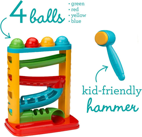 Infantino Bop & Drop Ball Tower, STEAM Educational Play, Hand-Eye Coordination Skills for Babies & Toddlers, 12M+