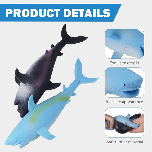 AiSiXin (2Pack) 8 Inch Shark Stress Balls Squishy Toys for Kids Adults, Shark Squishy Ball, Dough Ball, Animal Squeeze
