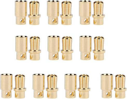 10 Pairs Gold-Plated 8mm Male Female Banana Plugs Bullet Connector for RC Battery ESC Motor