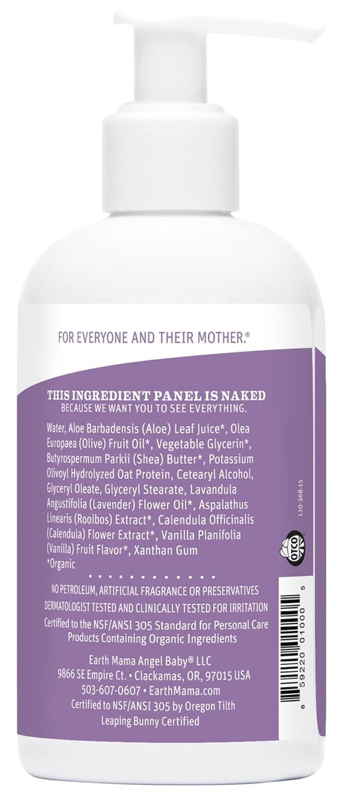 Earth Mama Calming Lavender Baby Lotion for Dry Skin, Organic Moisturizer with Aloe Juice, Rooibos, & Shea Butter, 8 Fl