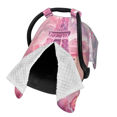 CQMZJHU Pink Eiffel Tower Romantic Paris Butterfly Baby Car Seat, Rain Shelter, Multifunctional