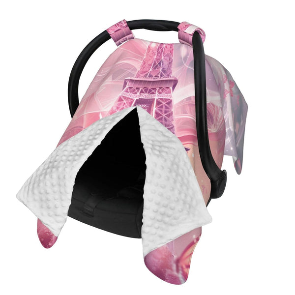 CQMZJHU Pink Eiffel Tower Romantic Paris Butterfly Baby Car Seat, Rain Shelter, Multifunctional