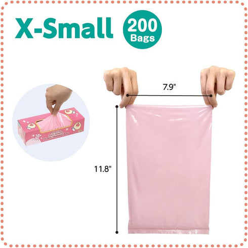 (200 count, Pack 2) (400 BOS Amazing Odor Sealing Baby Diaper Disposal Bags - Durable and Unscented [Size: XS, Color: