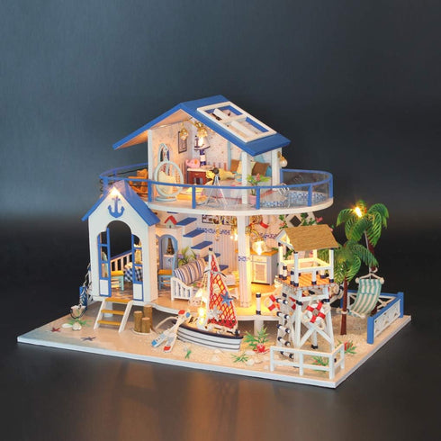 GuDoQi DIY Miniature Dollhouse Kit - 1:24 Scale Tiny House Kit with Music and Furniture, Great Gift for Birthday