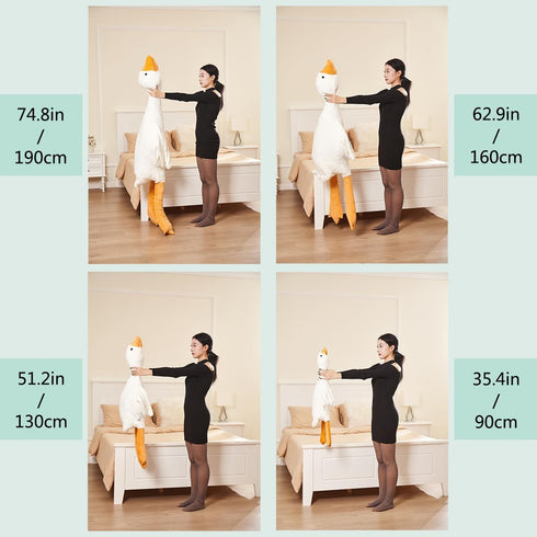 Haengbuk-Goose Giant Stuffed Animal, 51.2in/130cm Soft White Swan Plush Hugging Pillow, Gift for Kids, Friends, Family