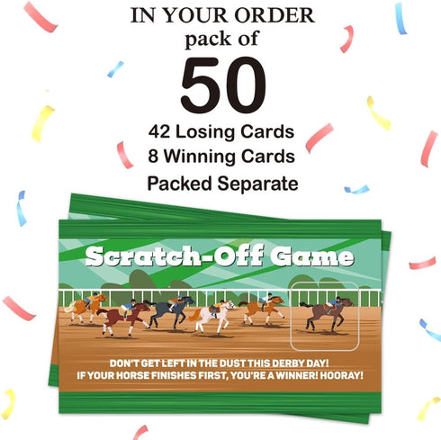 50 Pack Adventure Theme Scratch Off Game | Horse Race Scratch Card for Baby Shower & Birthday Party