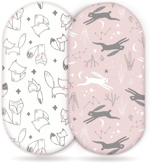 GRSSDER Stretchy Ultra Soft Fitted Bassinet Sheet Set 2 Pack, Universal Fit