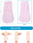 Swaddle Sack for Baby, 3-Ways Adjustable Cotton Sleeping Bag for Newborn Boys and Girls (Pink, 6-12 Months)