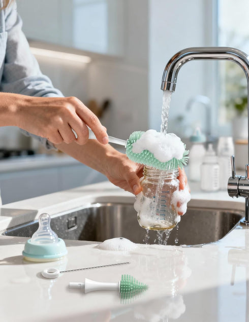 Momcozy Bottle Brush Kit Pro, Innovative Push-Press Design for Deep Cleaning - Bottle Cleaner Brush for Bottle/Breast