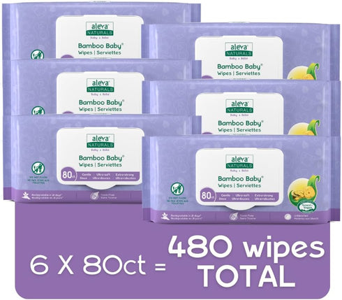 480 Aleva Naturals Bamboo Baby Wipes - ct