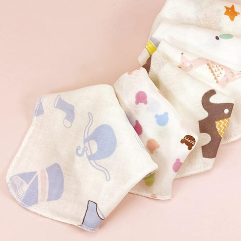 caralin 10Pcs Set Baby Washcloth Cartoon Double Layer Gauze Infant Face Towel Burp Cloth