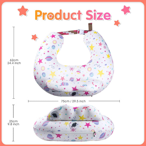 100% Inflatable Nursing Pillow for Breastfeeding Travel Baby Feeding Cushion for Mom Support, Adjustable Waist Strap