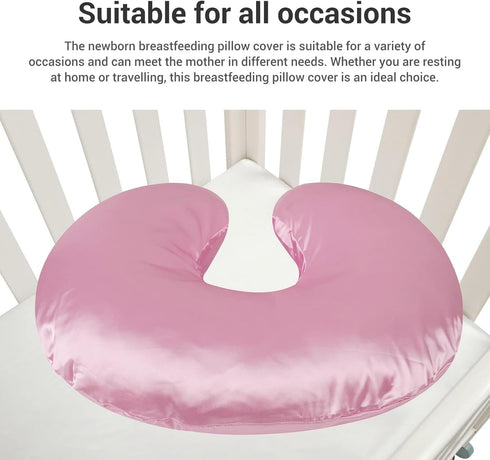 Nurnesy Soft Satin Pillowcase Washable Breathable Protect for Baby Hair and Skin, Nursing Pillow Cover for Feeding