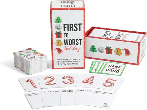 FIRST TO WORST Holiday Edition Party Game - A Festive Card Game About How Your Friends & Family Rank Things - Perfect