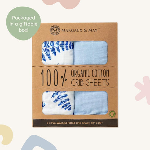 2-Pack 100% 28 52 Margaux & May Organic Muslin Crib Sheet Organic Cotton, Fitted Crib Mattress Sheet, Soft