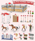 Horse Stable Playset, Horse Toys Set with Rider, Farm Animal Figurines for Kids 3-10, Christmas Birthday Gifts