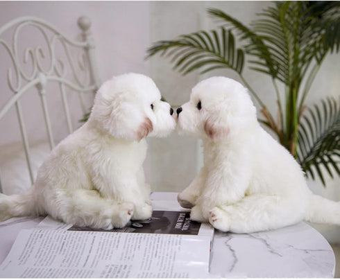 Tiny Heart Simulation Maltese Dog Plush Toys, Realistic 10inch Stuffed Animal for Kids Birthday Gifts and Home Decor