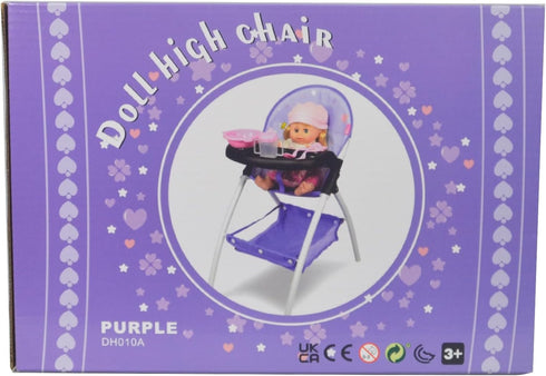 Anivia Baby Doll High Chair, Toy Highchair for Baby Doll with Feeding Tray (Purple)