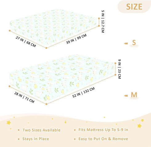 miaozhen 1 Pack 52x28 Cotton Crib Sheets for Baby Boys Girls Soft Stretchy Cute Duck Duckling Grassland Blue Stripe
