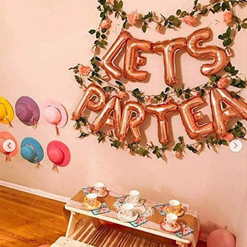 LaVenty 12 PCS LET'S PAR TEA Balloons, Tea Party Birthday Banner Decorations, Baby Shower First Birthday Decoration