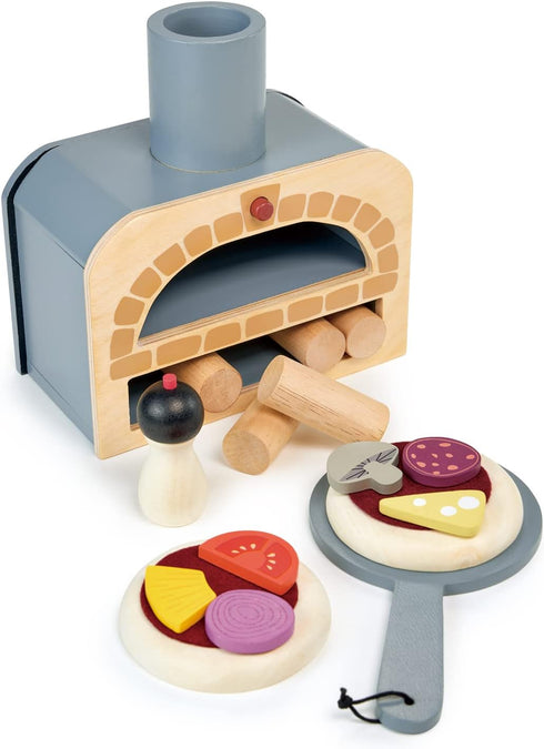 18 Set 3+ Tender Leaf Toys - Make Me a Pizza! - Pizza Toy Oven, Piece Wooden Play Food - Develops Social, Creative