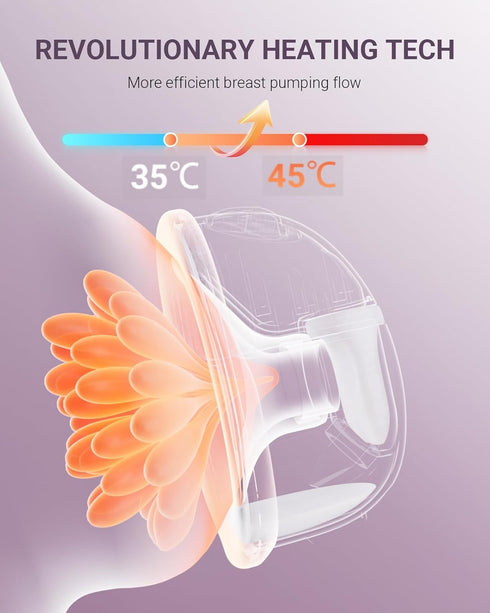 1 Pack comfyer Heated Wearable Breast Pump, Industry-Leading Heating Tech, Innovative Magnetic Charging Cable, App
