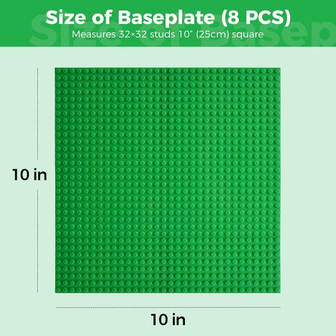 Classic Baseplates Building Plates - 8 Pack 10" x 10", Compatible with All Major Brands, Creative Building Platforms
