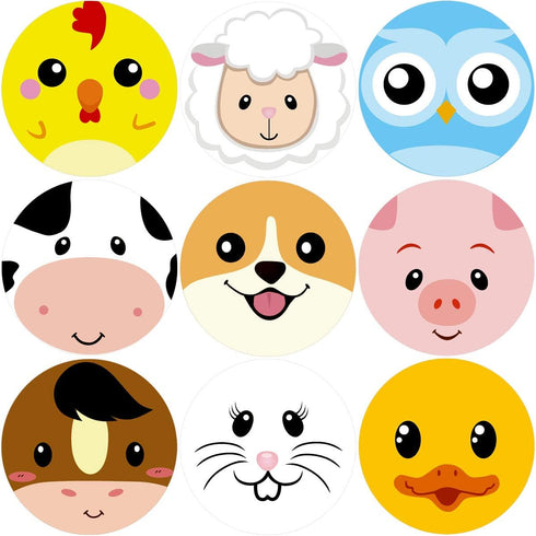 200 Pcs Farm Animal Stickers for Kids - Cute Animal Face Sticker Barnyard Party Decorative Labels for Toddlers Art