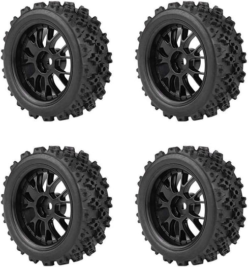 4PCS Replacement Tires for RC 1:10 Car, Racing Off Road Vehicle Rubber Tyre Wheel Rim