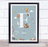 The Card Zoo New Baby Birth Details Christening Nursery Woodland Animals Initial E Gift Print