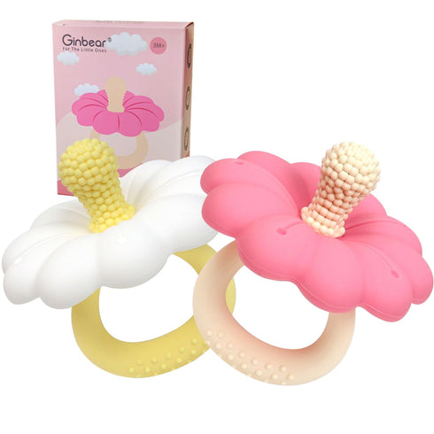 Ginbear Silicone Baby Teether for Girls, BPA Free Food Grade Infant Teething