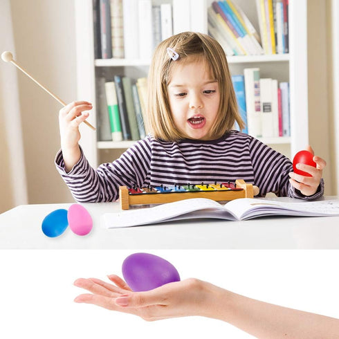 Augshy 18PCS Plastic Egg Shakers, Percussion Musical Egg Maracas, Easter Eggs in 8 Colors