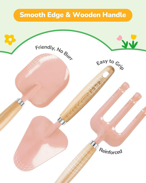 Set Grenebo Kids Gardening Toys, Quality Garden Tool Kit for Kids and Toddlers, Includes Two Shovels, Garden hat,Rake
