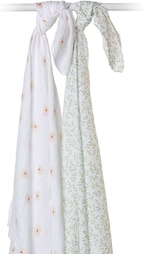 Set 40in 40in 2-Count Lulujo Baby Swaddle Blankets | Unisex Softest Breathable Cotton Muslin Swaddle Blanket | Neutral