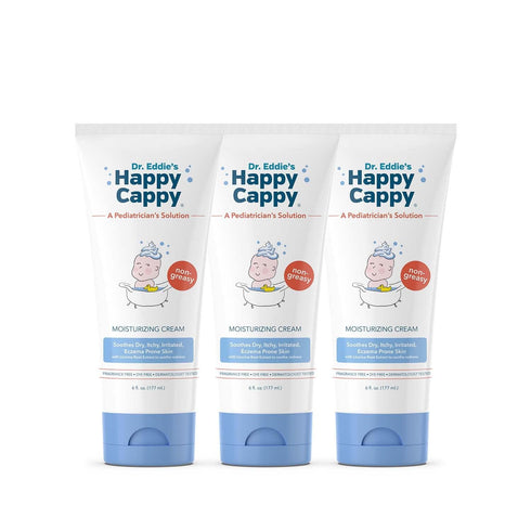 6 Oz (Pack 3) Happy Cappy Moisturizing Cream - Baby Eczema Cream, Eczema Lotion for Kids, Pediatrician-Formulated