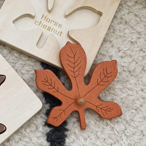 Kisangel Toddler Toys, 4pcs Wooden Leaf Shape Puzzle, Educational Learning STEM Toys for Birthday