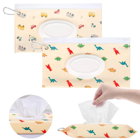YAHUIPEIUS 2Packs Baby Wipes Dispenser Portable Baby Wipe Holder Refillable Wet Wipes Container