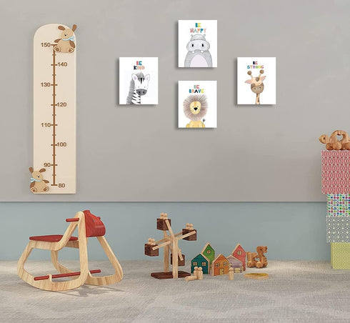 Quzenu Nursery Wall Decor Safari Animal Pictures Kids Inspirational Wall Art for Baby Room Decor Cute Animals Canvas