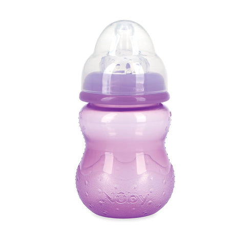 (3-Pack) 8 Oz 0+ Nuby Wide Neck Non-Drip Bottle - Baby Bottles with Anti-Colic Vari-Flo Valve - - Months - Aqua, Pink