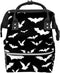 Black And White Goth Bats Diaper Bag Travel Backpack Large Capacity Multi-Function