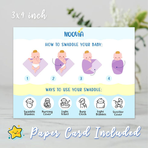 NOOVIA 2-Pack 43x47 inch, Baby Muslin Swaddle Blankets, Cotton, Extra Large Bear Forest & Solid Blue, Soft Newborn