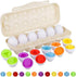 Matching Eggs Set with Beige Holder, Upgraded Toddler Egg Toys for Learning Shapes & Colors, 12 Eggs