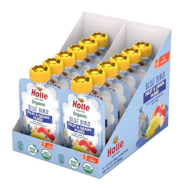 Holle Organic Baby Food Pouches - Blue Bird Baby Puree with Pear,