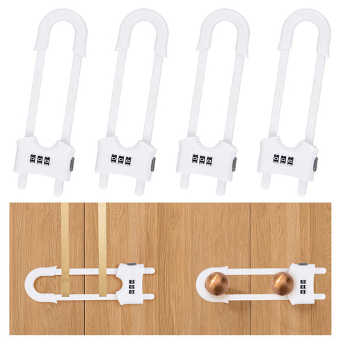 4 Pack U-Shaped Sliding Cabinet Locks, Adjustable Baby Proof Clips for Home Cabinets and Doors